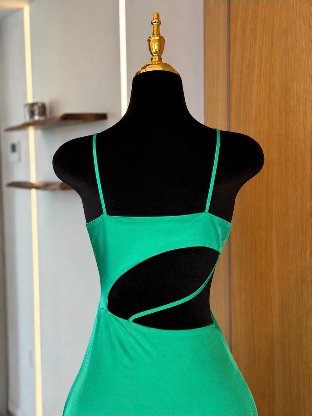 Zara Euro Summer Old Money Green Cutout Satin Midi Dress | Vacation Muse - Picture 4 of 5